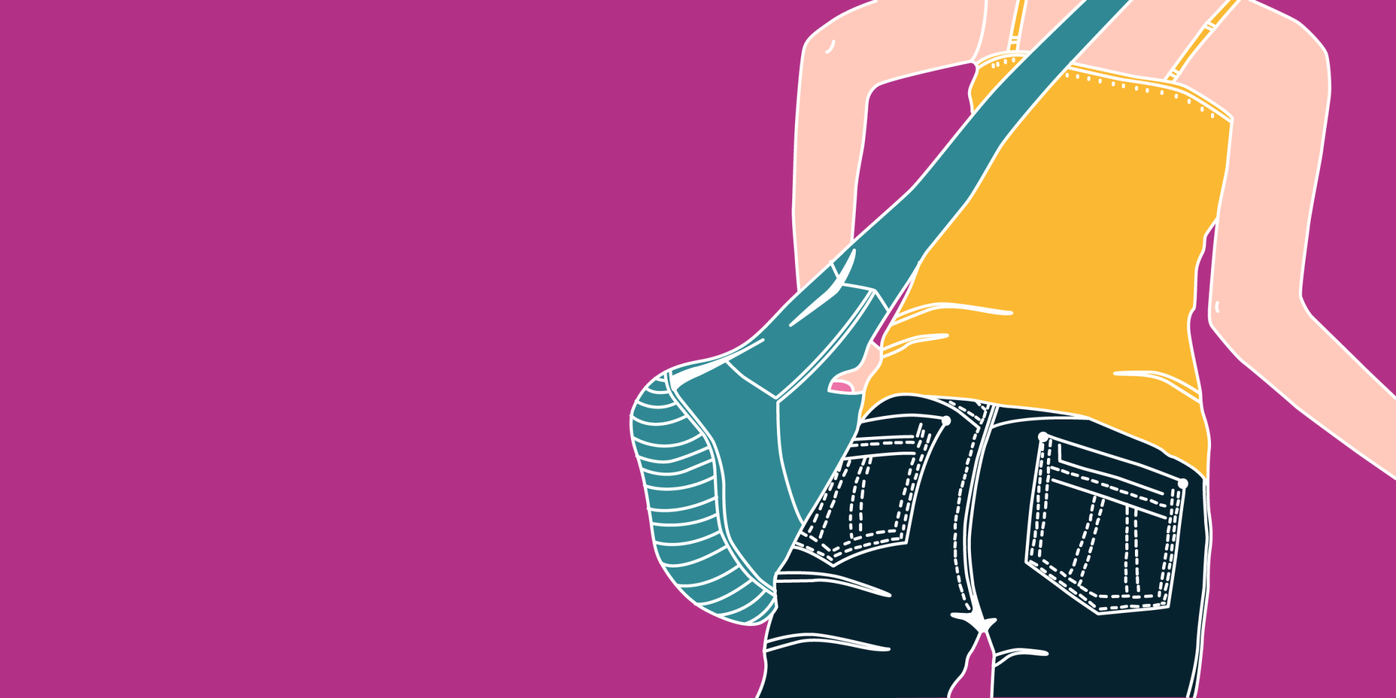 Imagen de una mujer de espalda sosteniendo una cartera - Saba